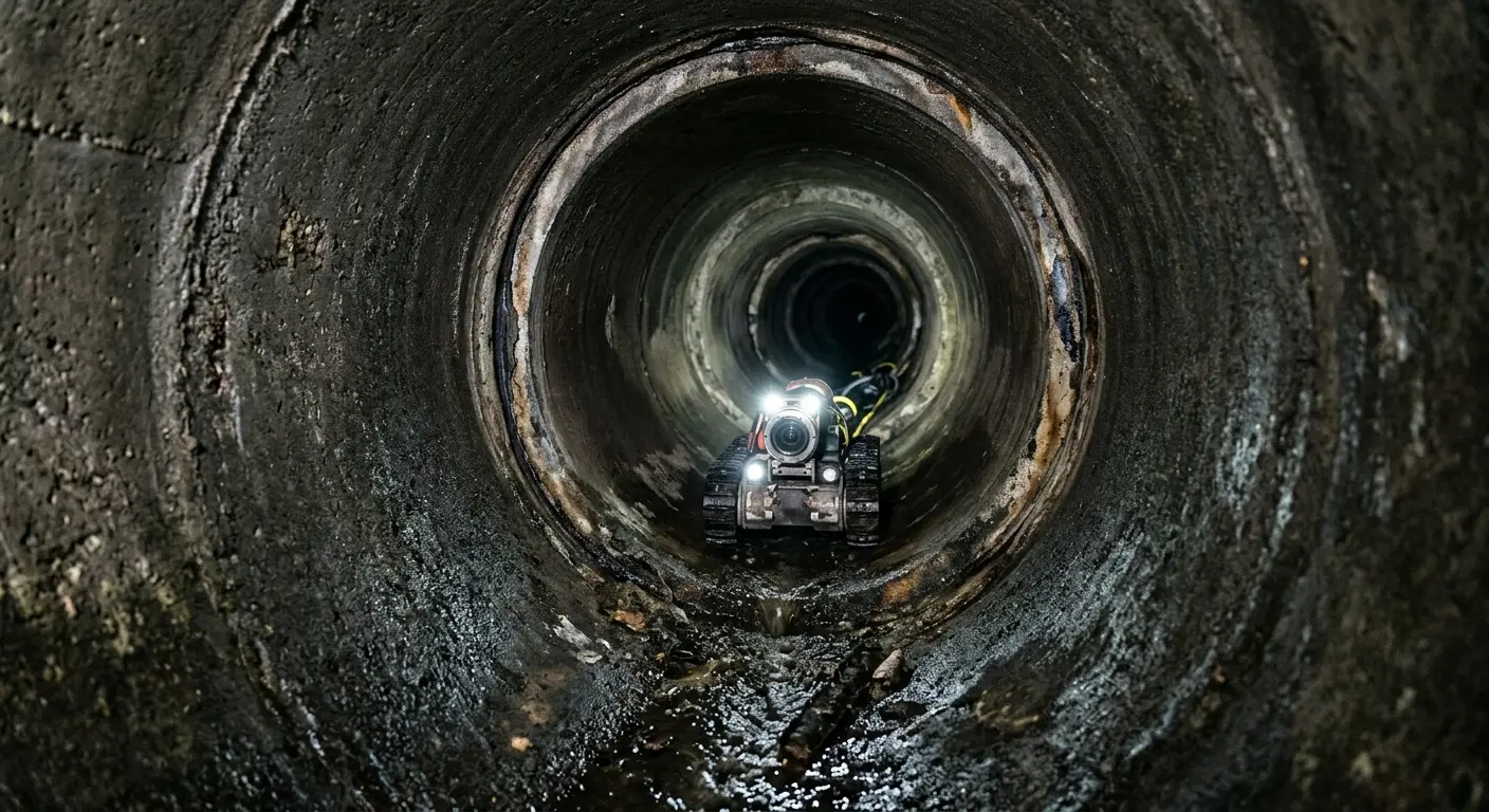 Robotic sewer camera inspecting pipe interior for Drain Snake Service in Key Biscayne